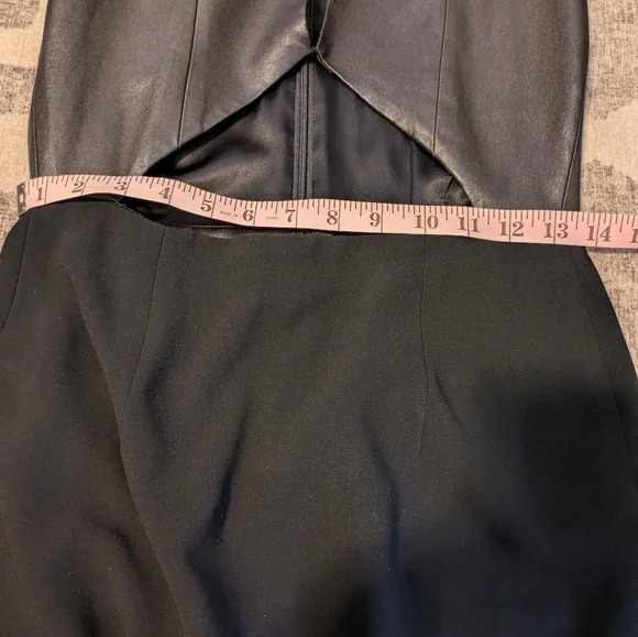 Sergio Hudson Mixed-Media Leather Cutout Body-Con Dress Black Size 4 - Picture 8 of 9